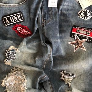🎸🌟💋LORALETTE SEQUIN ROCKSTAR PATCH JEAN💋🌟🎸